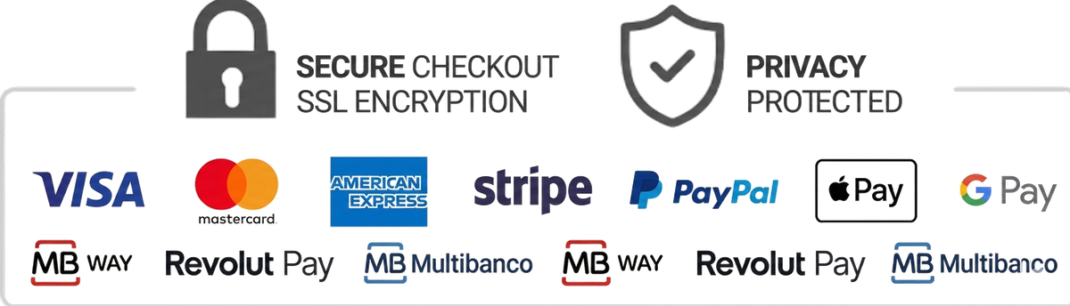 Pagamento seguro SSL — Visa, Mastercard, MB WAY, Stripe